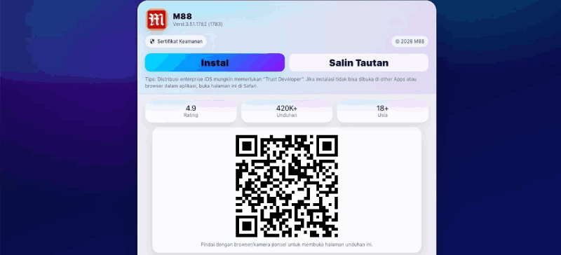 cài đặt M88 app trên iOS