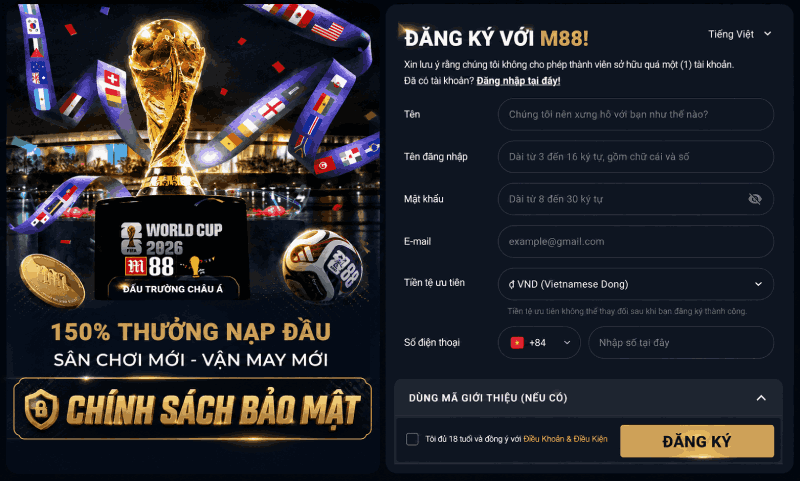 chính sách bảo mật M88