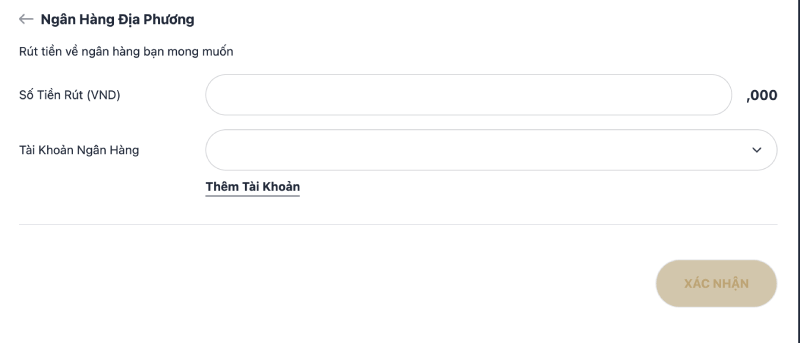 nhập số tiền rút M88